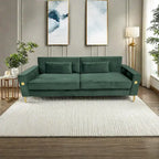 Canapé 3 places moderne 85.63 en velours avec accents dorés et coussins moelleux pour salon