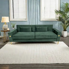 Canapé 3 places moderne 85.63 en velours avec accents dorés et coussins moelleux pour salon