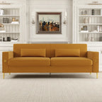 Canapé 3 places moderne 85.63 en velours avec accents dorés et coussins moelleux pour salon