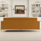 Canapé 3 places moderne 85.63 en velours avec accents dorés et coussins moelleux pour salon