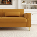 Canapé 3 places moderne 85.63 en velours avec accents dorés et coussins moelleux pour salon
