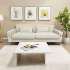 Canapé 3 places moderne 85.63 en velours avec accents dorés et coussins moelleux pour salon