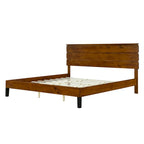 Lit plateforme marron format King Size en bois massif de style Mid-Century avec tête de lit trois pièces