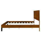 Lit plateforme marron format King Size en bois massif de style Mid-Century avec tête de lit trois pièces