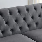 Canapé 3 places chesterfield en velours capitonné avec clous décoratifs