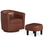 Fauteuil d'appoint pivotant moderne avec pouf pour salon ou chambre à coucher