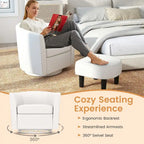 Fauteuil d'appoint pivotant moderne avec pouf pour salon ou chambre à coucher