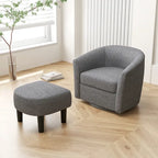 Fauteuil d'appoint pivotant moderne avec pouf pour salon ou chambre à coucher