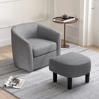 Fauteuil d'appoint pivotant moderne avec pouf pour salon ou chambre à coucher
