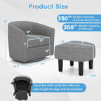 Fauteuil d'appoint pivotant moderne avec pouf pour salon ou chambre à coucher