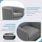 Fauteuil d'appoint pivotant moderne avec pouf pour salon ou chambre à coucher