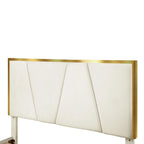 Lit plateforme entièrement capitonné DH BASIC Glam Beige avec accents dorés par Denhour