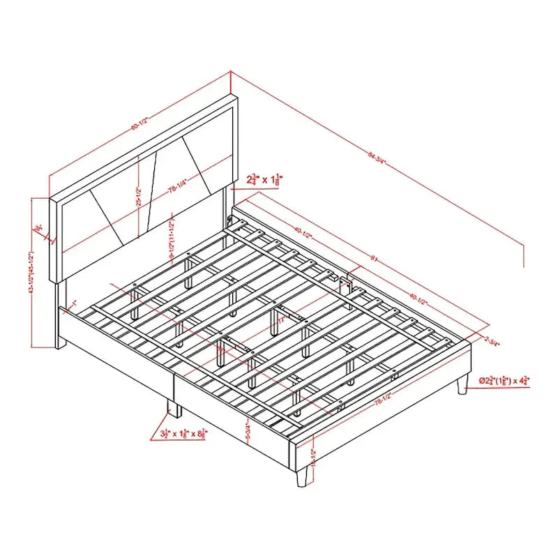 Lit plateforme entièrement capitonné DH BASIC Glam Beige avec accents dorés par Denhour