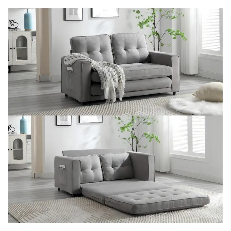 Canapé-lit convertible 3 plis en velours moelleux - 31,10 x 55,00 x 31,00
