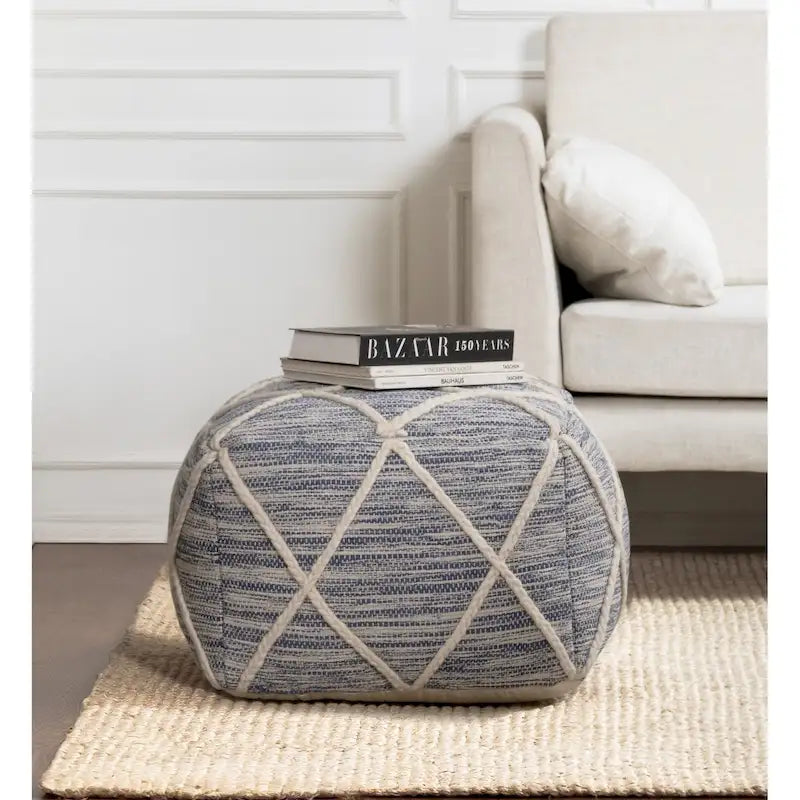 Kirkwood Lake Pouf Ottoman Bleu 22 Pouces - Repose-Pieds Fait à la Main pour Salon, Chambre, Chambre de Bébé, Chambre d'Enfant