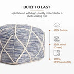 Kirkwood Lake Pouf Ottoman Bleu 22 Pouces - Repose-Pieds Fait à la Main pour Salon, Chambre, Chambre de Bébé, Chambre d'Enfant