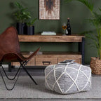 Kirkwood Lake Pouf Ottoman Bleu 22 Pouces - Repose-Pieds Fait à la Main pour Salon, Chambre, Chambre de Bébé, Chambre d'Enfant
