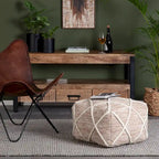 Kirkwood Lake Pouf Ottoman Bleu 22 Pouces - Repose-Pieds Fait à la Main pour Salon, Chambre, Chambre de Bébé, Chambre d'Enfant