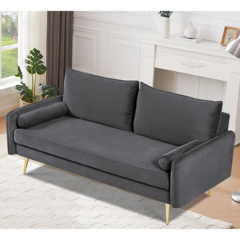 Canapé Villeda 70W en polyester avec accoudoirs carrés