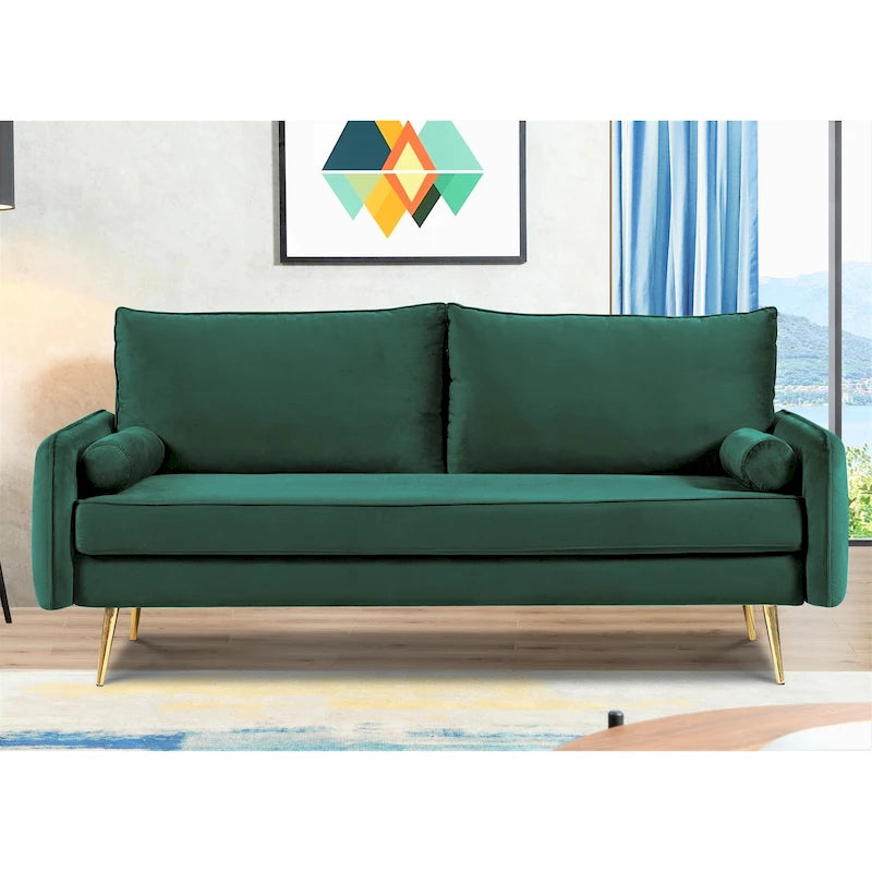 Canapé Villeda 70W en polyester avec accoudoirs carrés