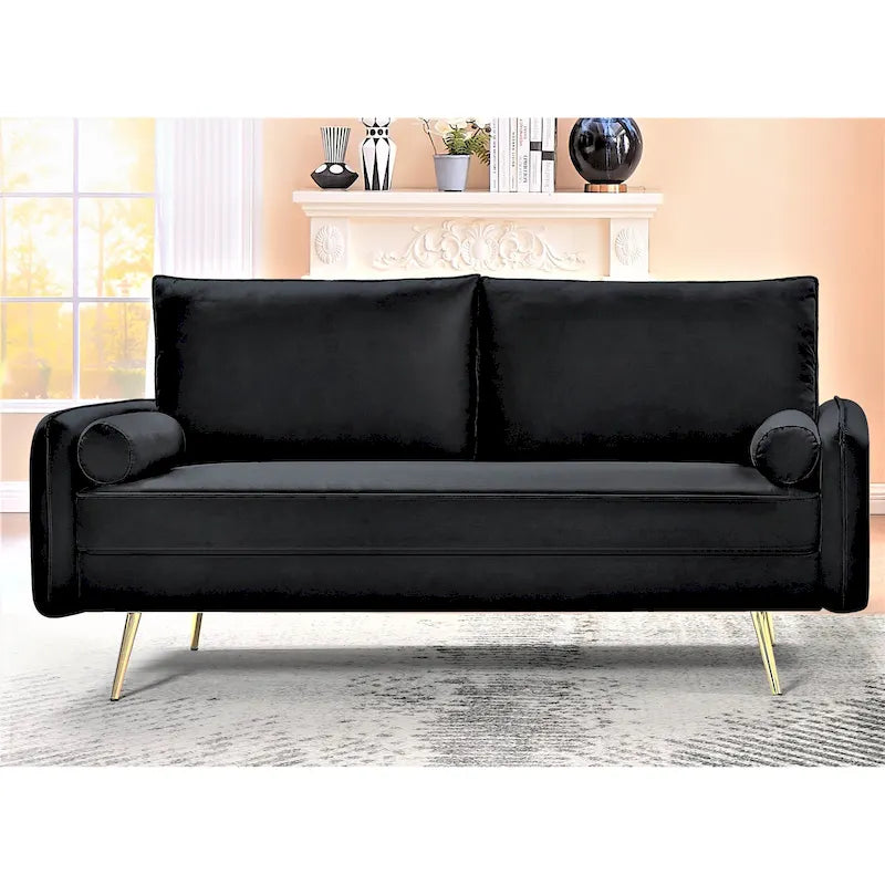 Canapé Villeda 70W en polyester avec accoudoirs carrés