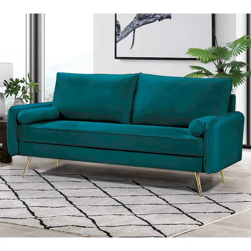 Canapé Villeda 70W en polyester avec accoudoirs carrés