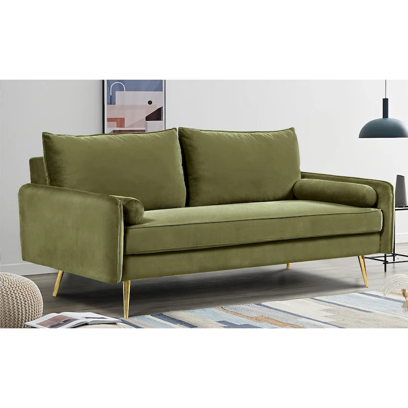 Canapé Villeda 70W en polyester avec accoudoirs carrés