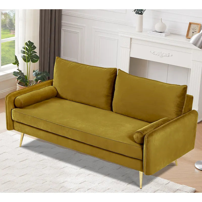 Canapé Villeda 70W en polyester avec accoudoirs carrés