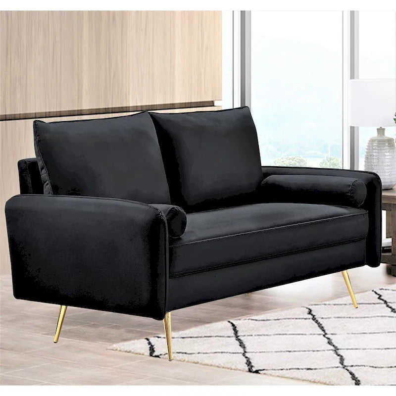 Canapé Villeda 70W en polyester avec accoudoirs carrés