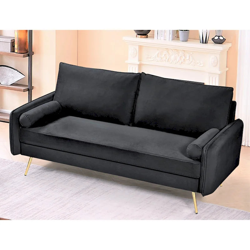 Canapé Villeda 70W en polyester avec accoudoirs carrés