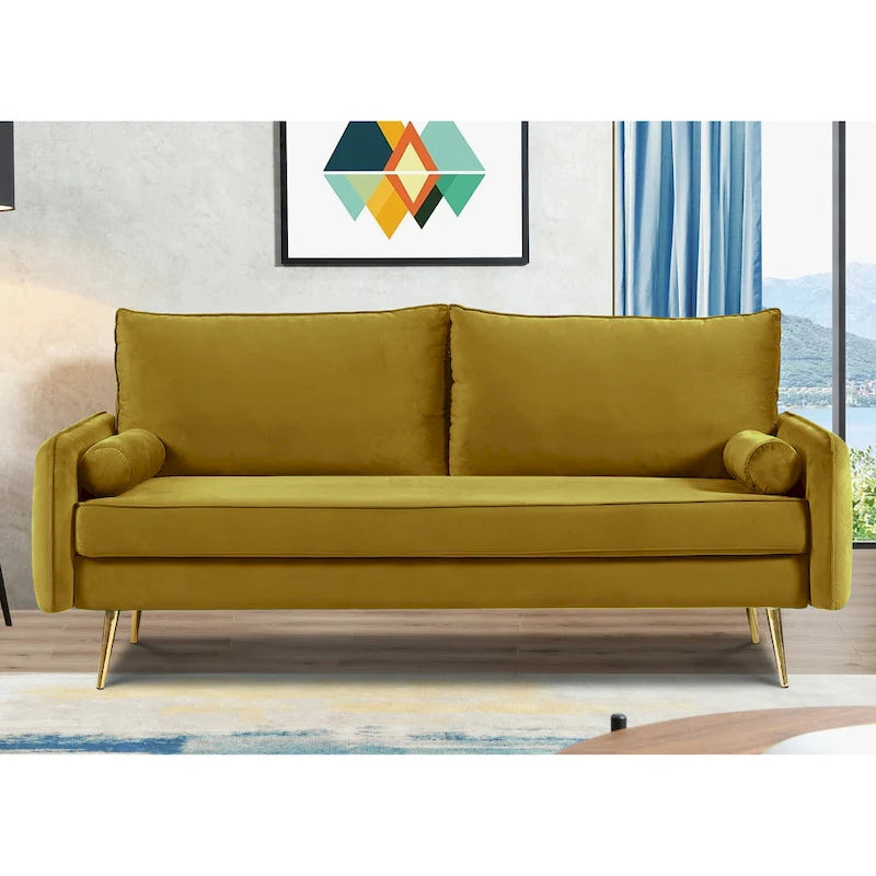 Canapé Villeda 70W en polyester avec accoudoirs carrés