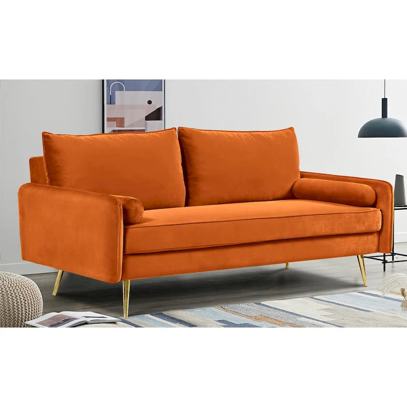 Canapé Villeda 70W en polyester avec accoudoirs carrés