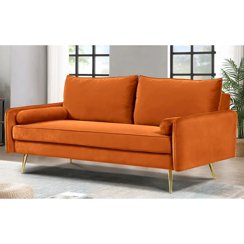 Canapé Villeda 70W en polyester avec accoudoirs carrés