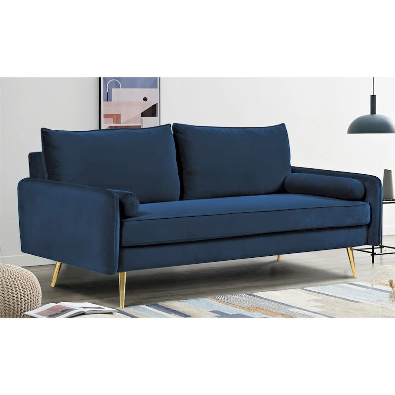 Canapé Villeda 70W en polyester avec accoudoirs carrés
