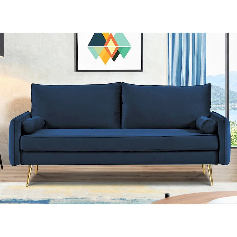 Canapé Villeda 70W en polyester avec accoudoirs carrés