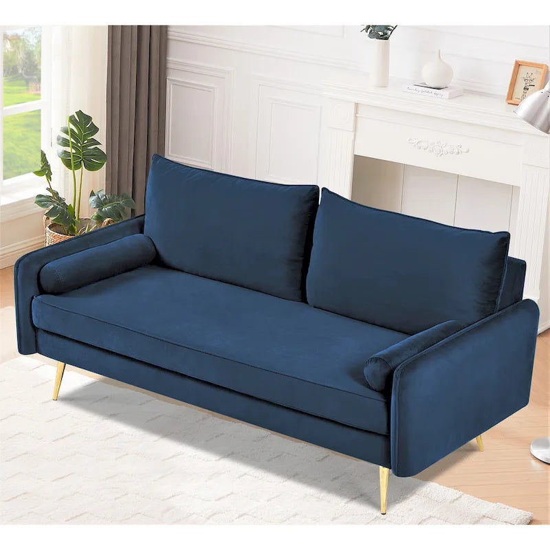 Canapé Villeda 70W en polyester avec accoudoirs carrés