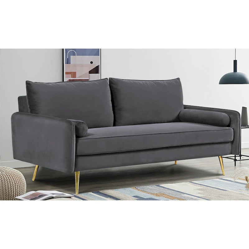 Canapé Villeda 70W en polyester avec accoudoirs carrés