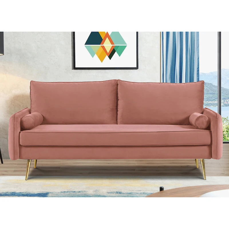 Canapé Villeda 70W en polyester avec accoudoirs carrés