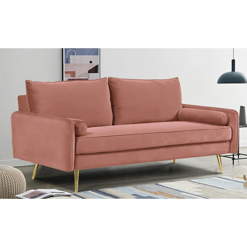 Canapé Villeda 70W en polyester avec accoudoirs carrés