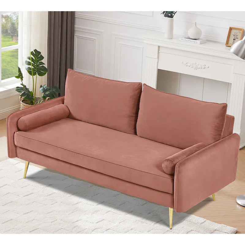 Canapé Villeda 70W en polyester avec accoudoirs carrés
