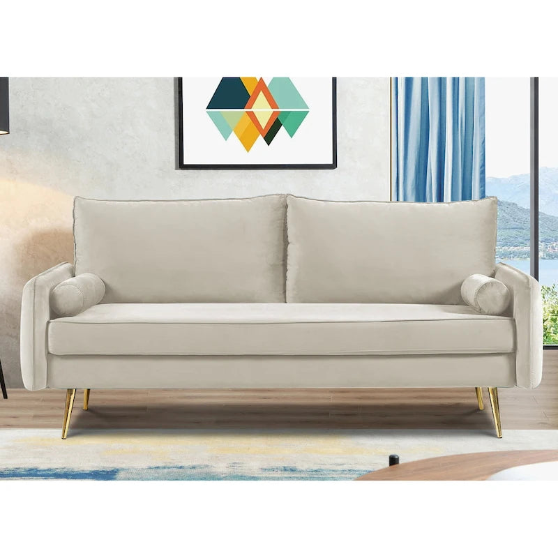 Canapé Villeda 70W en polyester avec accoudoirs carrés