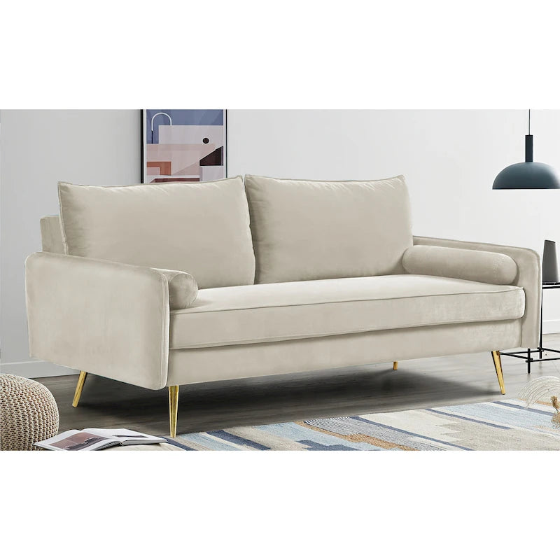 Canapé Villeda 70W en polyester avec accoudoirs carrés