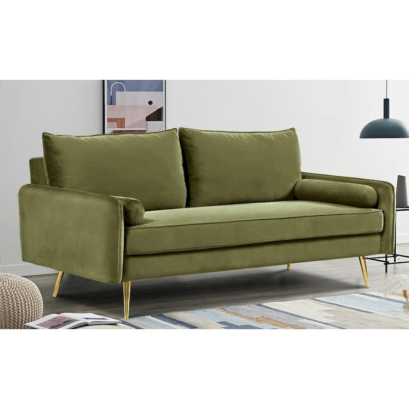 Canapé Villeda 70W en polyester avec accoudoirs carrés