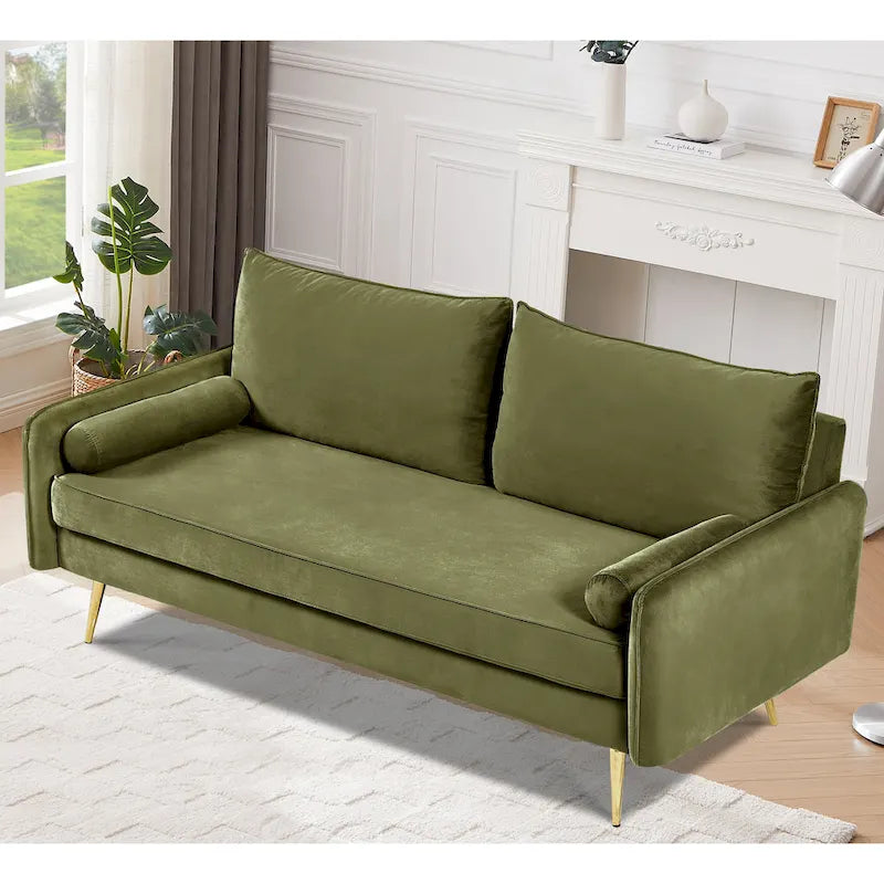 Canapé Villeda 70W en polyester avec accoudoirs carrés