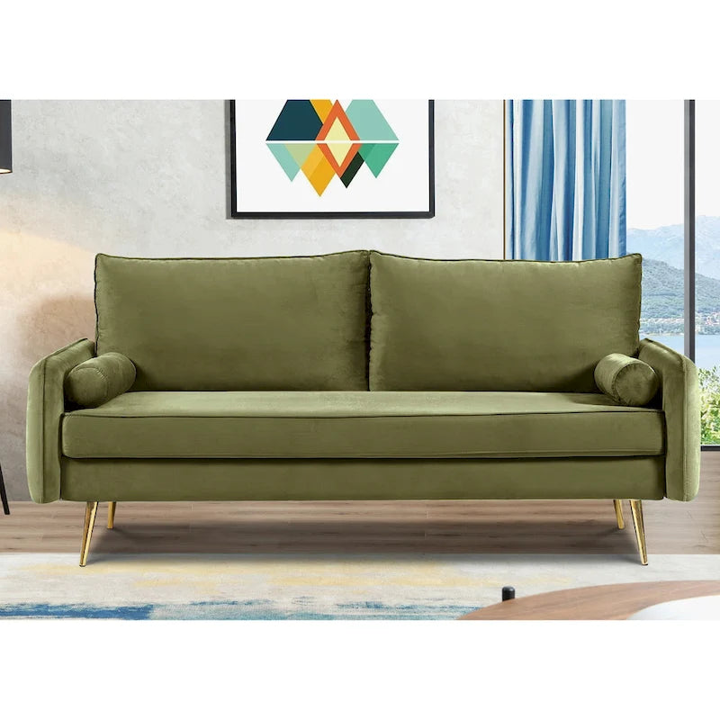 Canapé Villeda 70W en polyester avec accoudoirs carrés