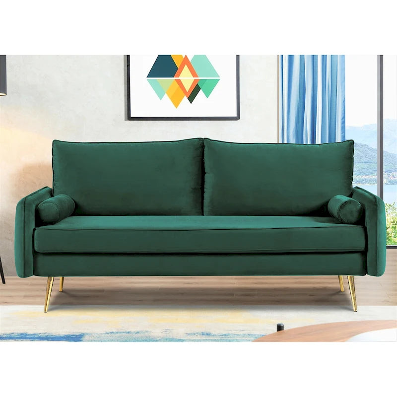 Canapé Villeda 70W en polyester avec accoudoirs carrés
