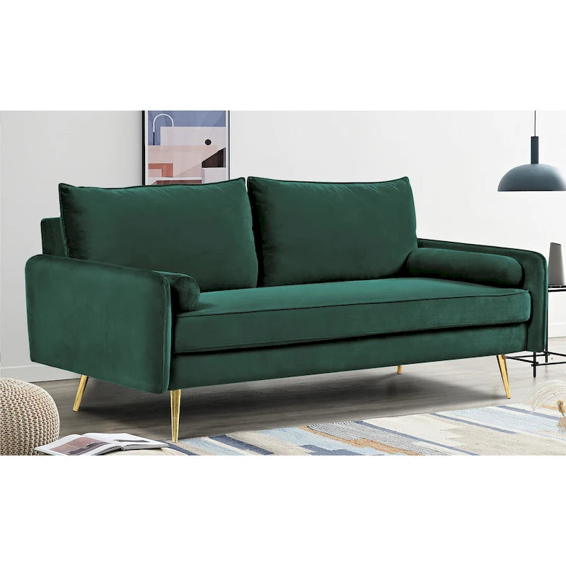 Canapé Villeda 70W en polyester avec accoudoirs carrés