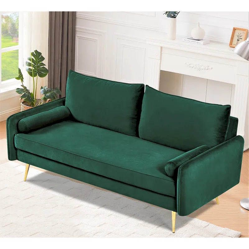 Canapé Villeda 70W en polyester avec accoudoirs carrés