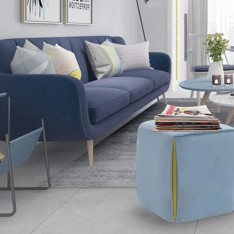 Petit repose-pieds ottoman de 14 po – Pouf ottoman avec siège en velours