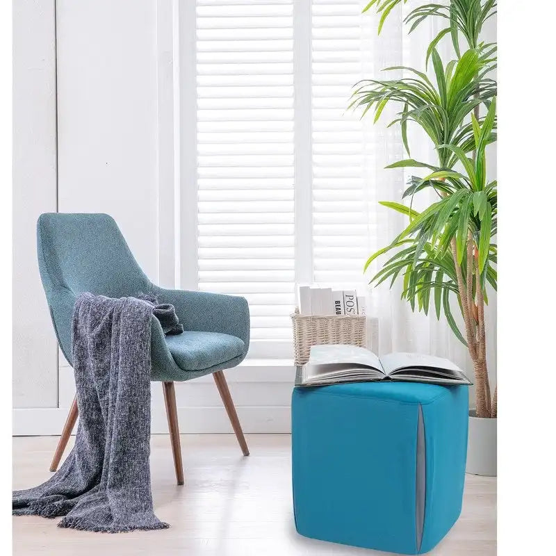 Petit repose-pieds ottoman de 14 po – Pouf ottoman avec siège en velours